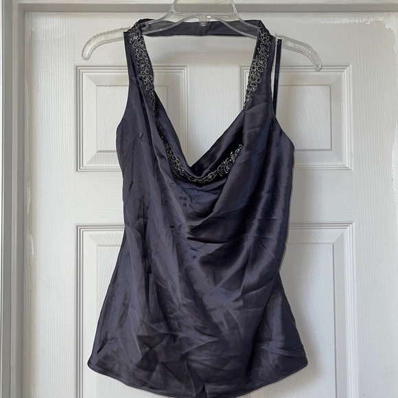 Laundry by Shelli Segal beaded silk halter top - Picture 1 of 4